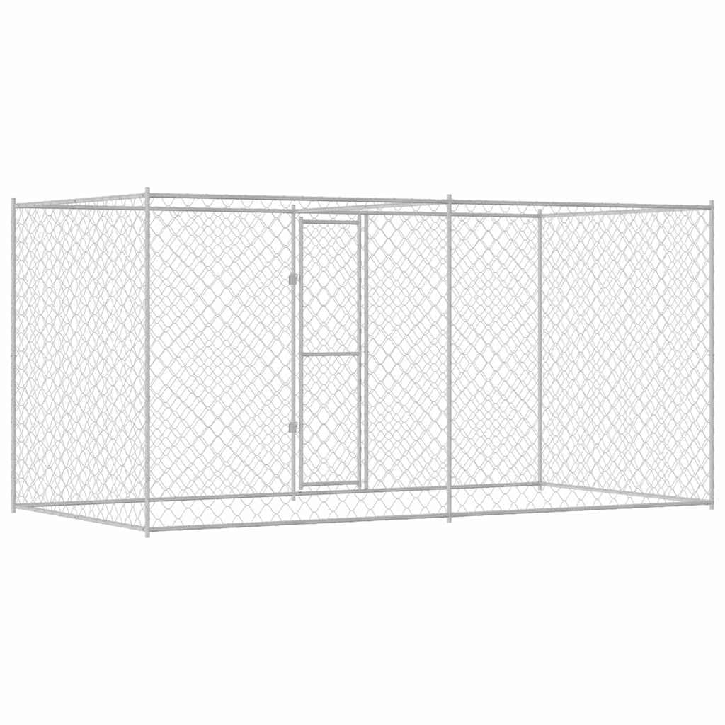 Gabbia per cani in acciaio zincato, 400 x 200 x 200 cm, resistente alle intemperie, per esterni, a prova di esplosione, con porta richiudibile per esterni sicuri, recinzione a griglia