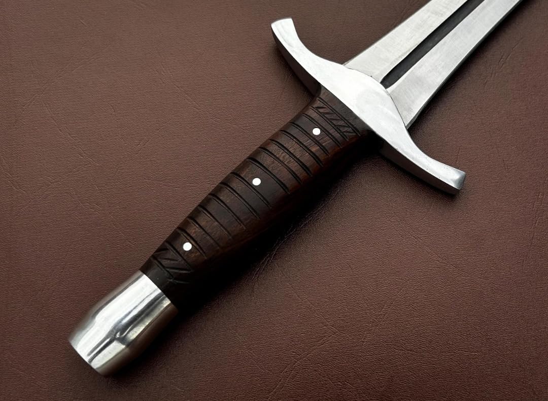 Empire - 31 Inch Long Sword - Handmade Carbon Steel Double Edge Viking Sword with Leather Sheath - Rose Wood Grip - Survival Sword- Collectible Sword - Best Gift for Him