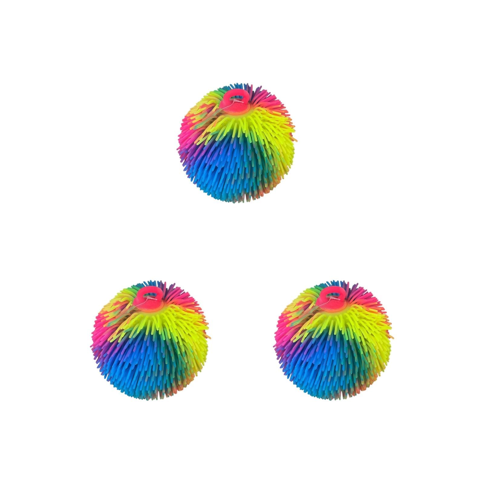 Neel Saanjh Silicone Sensory Stress Relief Ball, Rainbow, Soft Spiky Squeeze Toy, Stretchable, Rubber Bristles, Colourful Tactile, Fidget Toy Party Favors, Return Gifts and Fun Activities (3 PCS)
