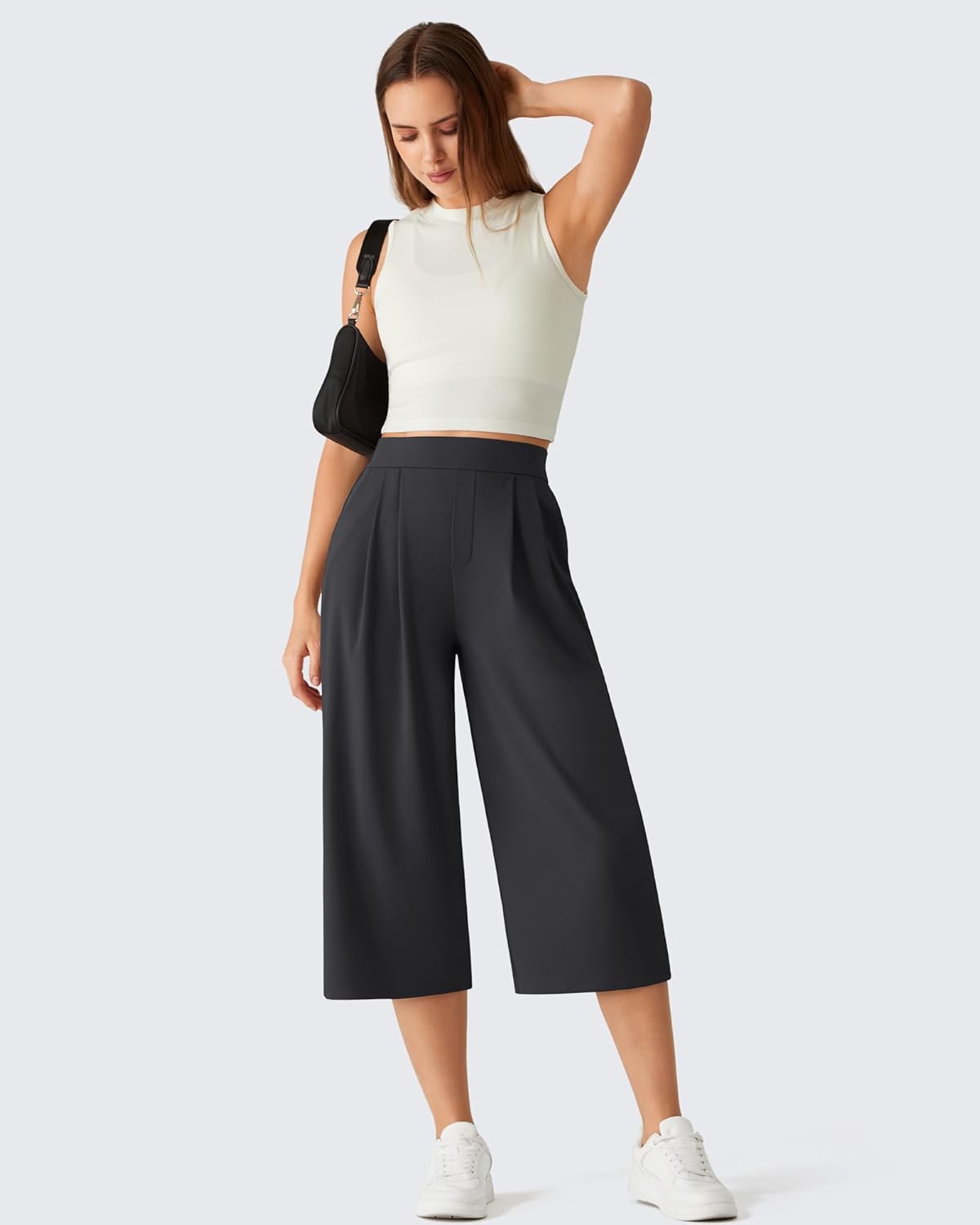 G4Free ShiftReady Capri Pants for Women 18'' - Elastic Waist Pull On Wide Leg Pants Casual Pants-Travel Dress Work Summer - Image 6