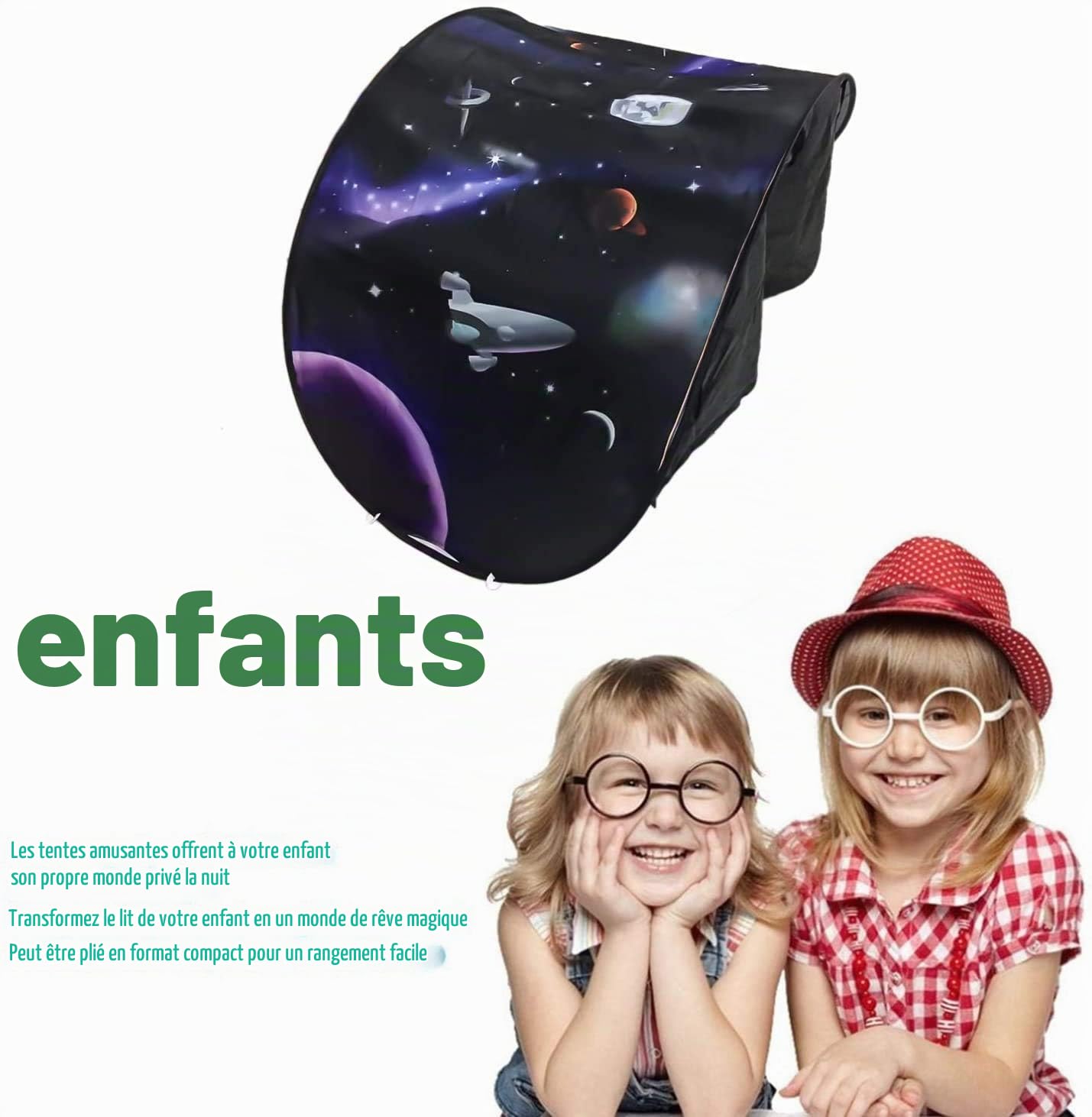 Dream Tents Unisex Tente De Lit Enfant Pop Up avec LED, Tunnel Pliable, Jeu avec Lumière - Cadeau d'Anniversaire De Noël (Marche dans l'Espace)