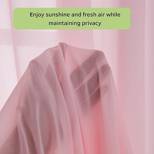 Miniatura 4 de VEGA U Cortinas traslúcidas, suaves y con bolsillo para barra, cortinas de película que debilitan la luz solar, juego de 2 paneles (52 pulgadas de