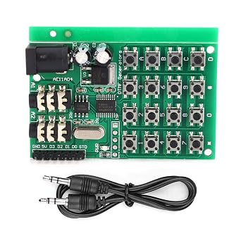 AE11A04 DTMF Module Audio Generator Board, 5-24VDC, Voice Encode Transmitter, MCU Interface, 2.48x1.57x0.51in, with 3.5mm Audio Jack