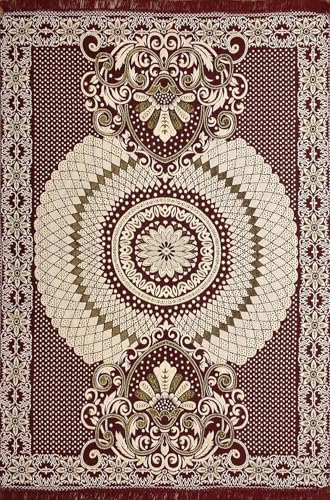 Image of Chenille /Cotton Carpet 5x7 Feet | Soft Velvet Rug for Living Room, Hall & Bedroom | Floor Carpet for Home | Designer Dari for Floor 150x210 cm | Non-Slip & Durable Kalin (Maroon)