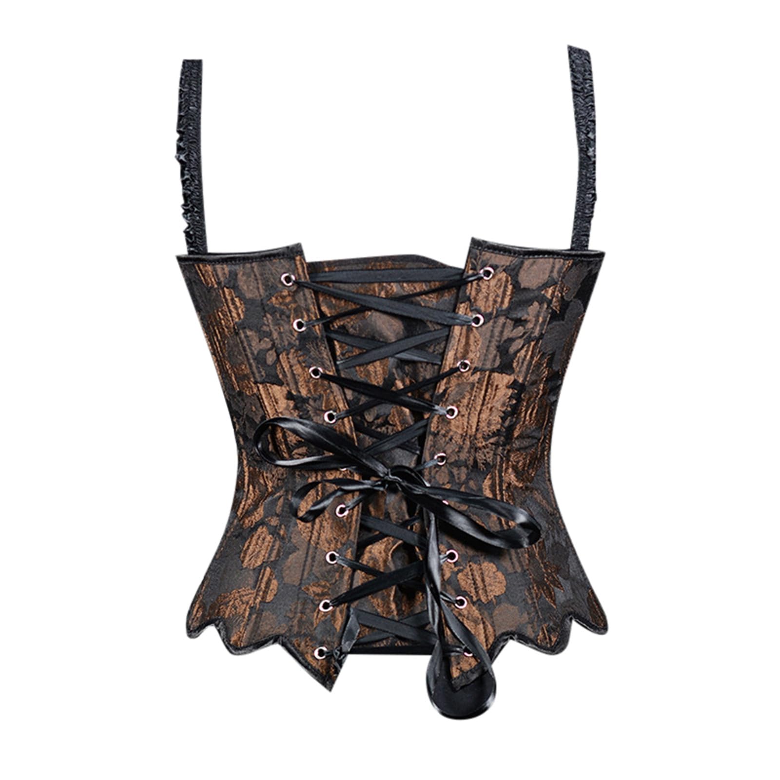 Generisch Corsetto con ricamo a girasole e cinghie a spina di pesce, orlo increspato, cinturino a spina di pesce, vestibilità aderente, design elegante