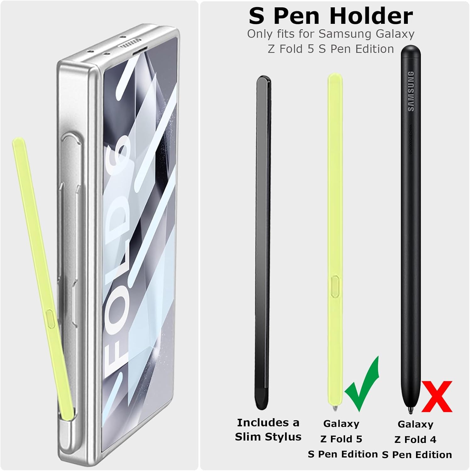 for Samsung Galaxy Z Fold 6 Case with S Pen Holder + Slim Stylus, All-Inclusive Phone Case Kickstand with Hinge Protection Screen Protector Pen Slot Protective Cover for Z Fold 6 Silver