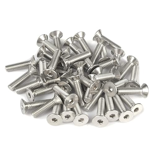 Miniatura 6 de Tornillos avellanados M10-0.059 x 1.181 in, tornillos Allen hexagonales, tornillos de cabeza plana de acero inoxidable 304 18-8, rosca completa, DIN
