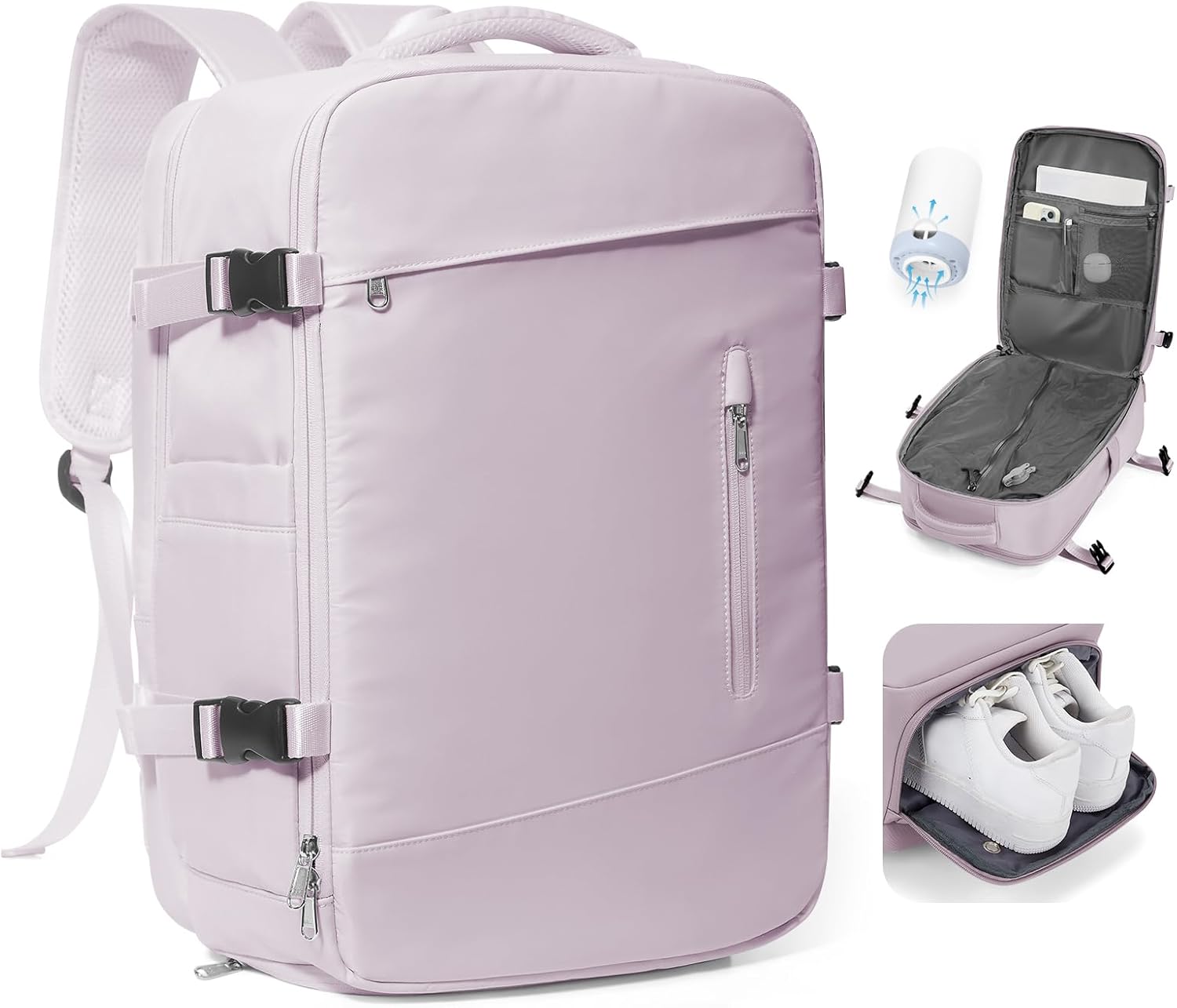 Travel Vacuum Backpack Airback Vacpack Seal Packing Backpack with Pump Storage Vacuum Compression Seal Bags Carrry on Flight Approved Personal Item Compression Laptop Work Back Pack Pink
