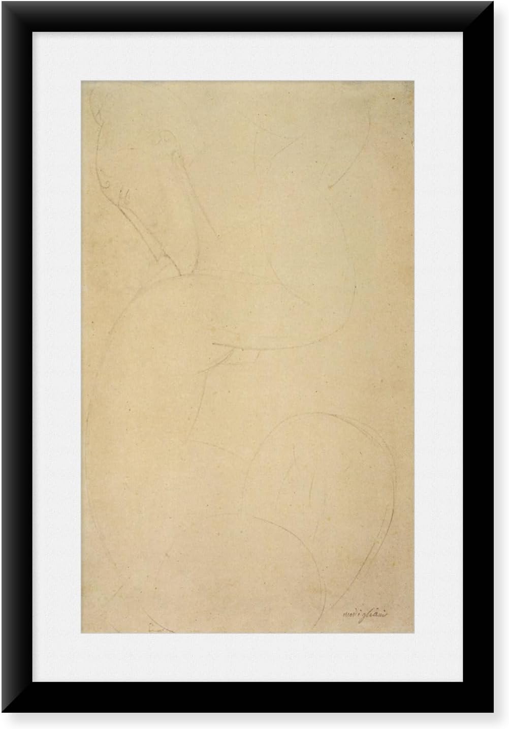 Caryatid Graphite Drawing by Amedeo Modigliani, Framed Wall Art Print, Museum, Framed Square Small