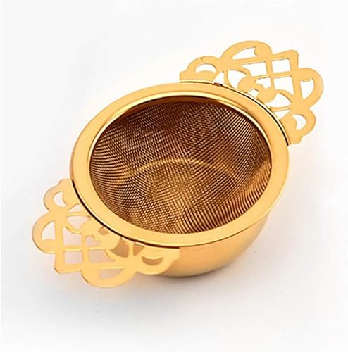 Miniatura 3 de 3 coladores de té Gold Empress con cuencos de goteo, infusor de té de malla de acero inoxidable, filtro de té de hojas sueltas con elegantes asas de