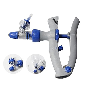 RADIONICS 5ml Cattle Syringe Gun Adjustable and Continuous Syringe Injection Animal Injector for Poultry Livestock Pig Goat