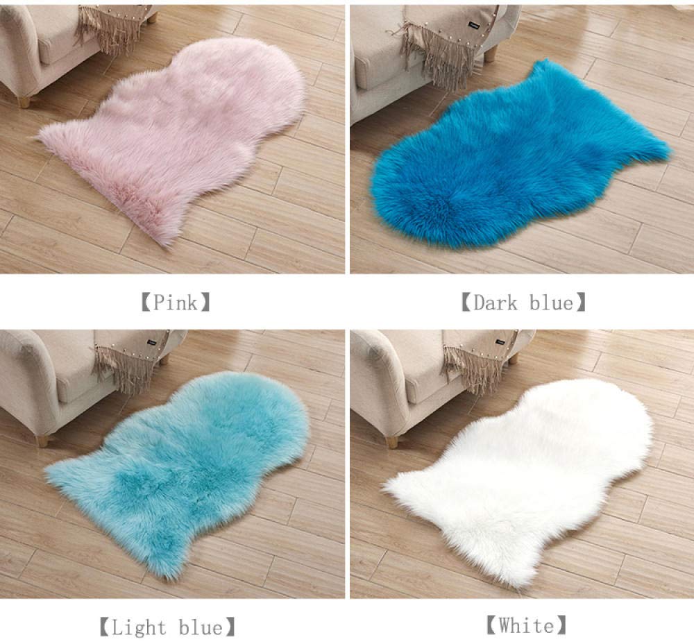 Spitzenqualität Lammfellimitat Teppich, Flauschig Weiche Nachahmung Wolle Teppich Longhair Fell Optik Gemütliches Schaffell Bettvorleger Sofa Matte Dunkelblau 75 * 120 cm