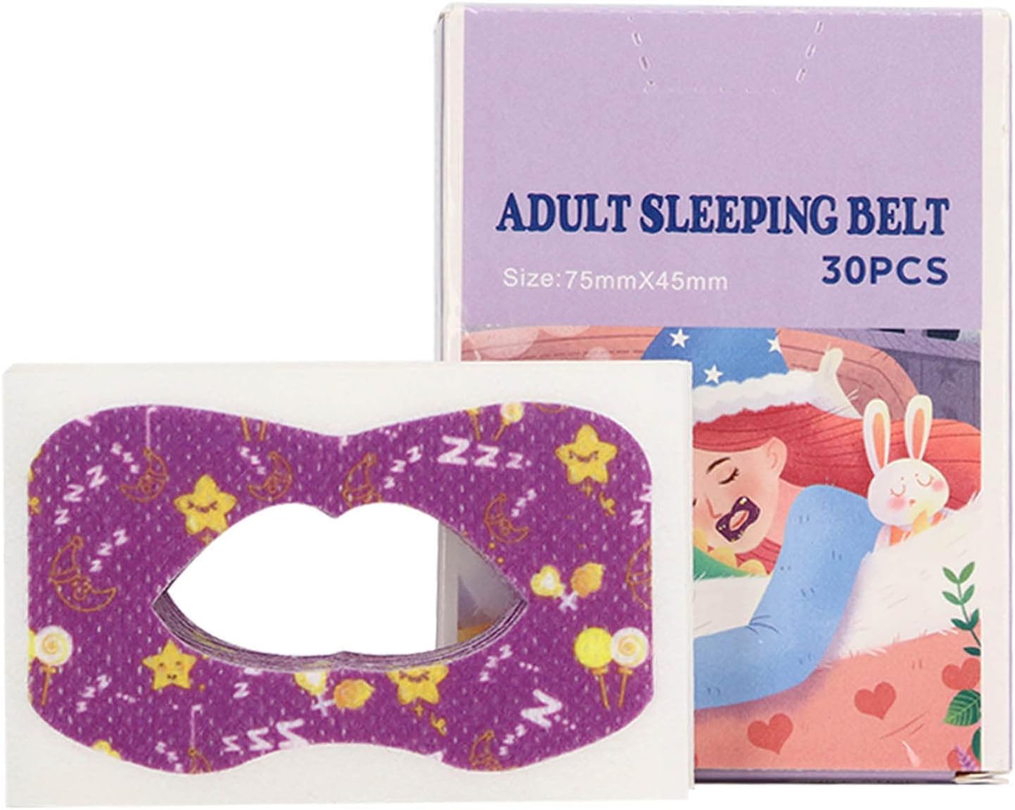 Kids Sleep Strips, 30pcs Mouth Shape Anti-Suffocation Design Mouth Tape, Stretchable Mouth Sleep Aid Help Nose Breathing, Sleep Mouth Tape for Snoring, Improved Nighttime Sleeping(Purple)