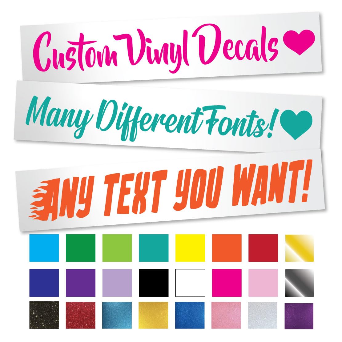 Custom Personalized Text Font Name Decal Sticker for Tumbler Cups, Laptop, Phones, and Vehicles (Glitter Colors Available)