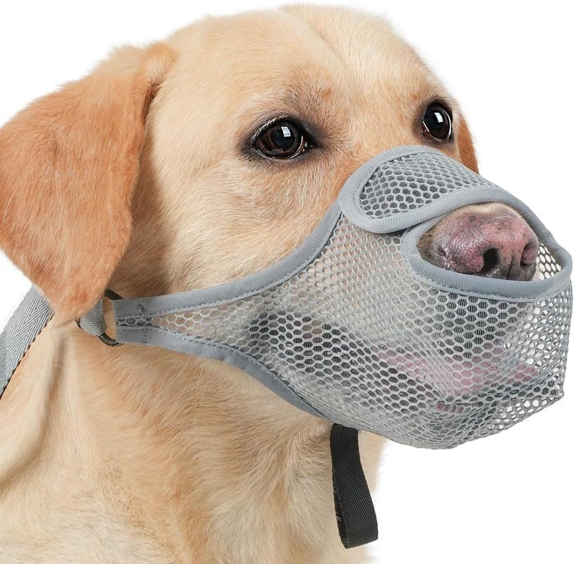 Soft Air Mesh Dog Muzzle Breathable & Adjustable Pet Muzzle for Small, Medium & Large Dogs, Front-Opening Design for Comfort, Prevents Biting & Scavenging, Allows Drinking