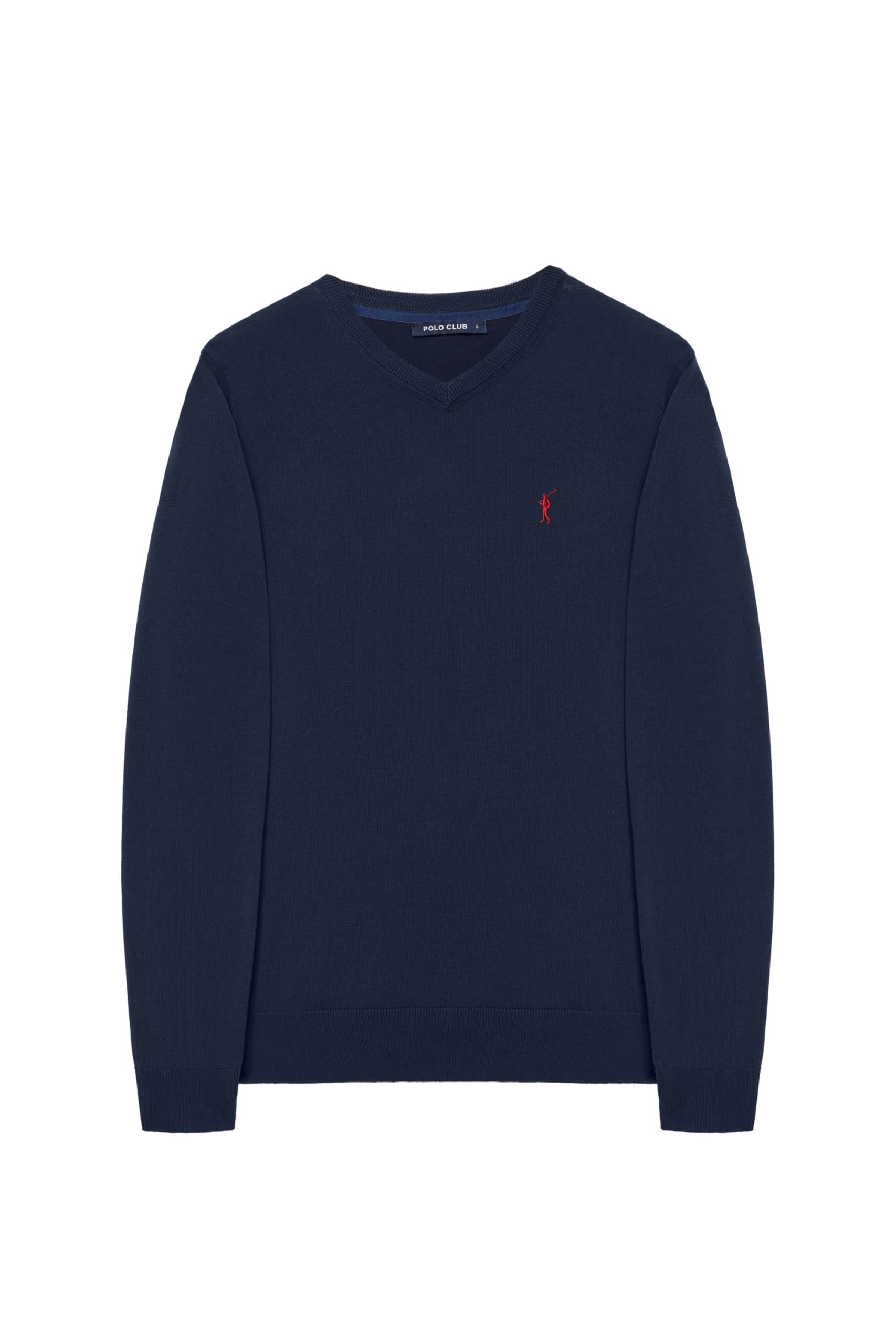 Polo Club Basic-Pullover für Herren mit V-Ausschnitt und Logo 100% Baumwolle – Winterpullover