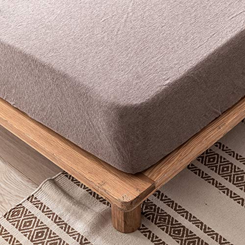 Doneus Fitted Sheet King Size, 100% Jersey Knit Cotton Fitted Sheets Set 3 Piece With 2 Pillowcases, Extra Soft And Comfy Fitted Bottom Sheet With 15" Deep Pocket(No Flat Sheet)(Coffee) #TOP2