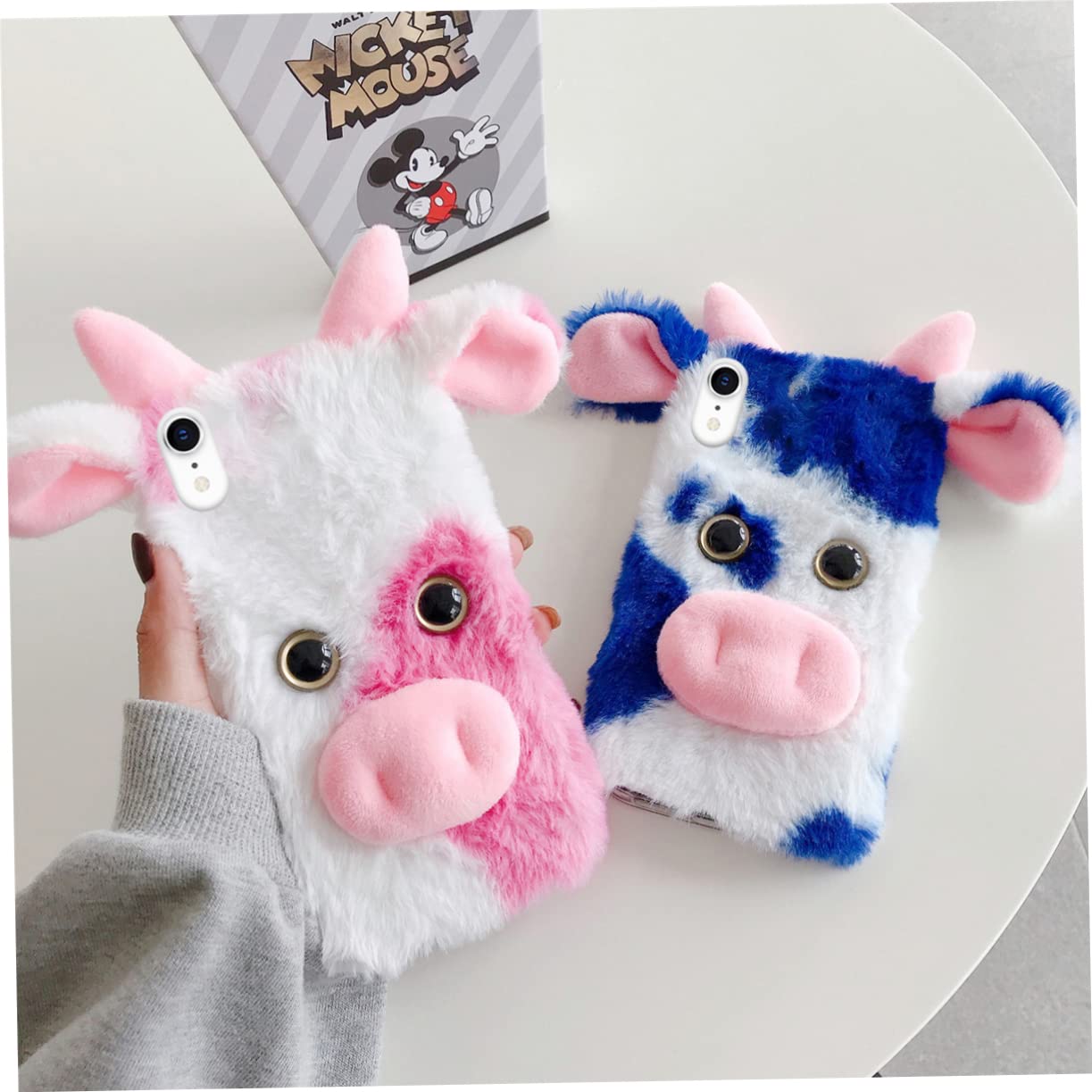 OSALADI 3stücke Fluffy Plush Cow Handyhülle Aus TPU Und Plüsch Kompatibel Mit rutschfest Stoßfest Süßes Cartoon-Design Idealer Schutz Für Unterwegs Langlebig Und Praktisch