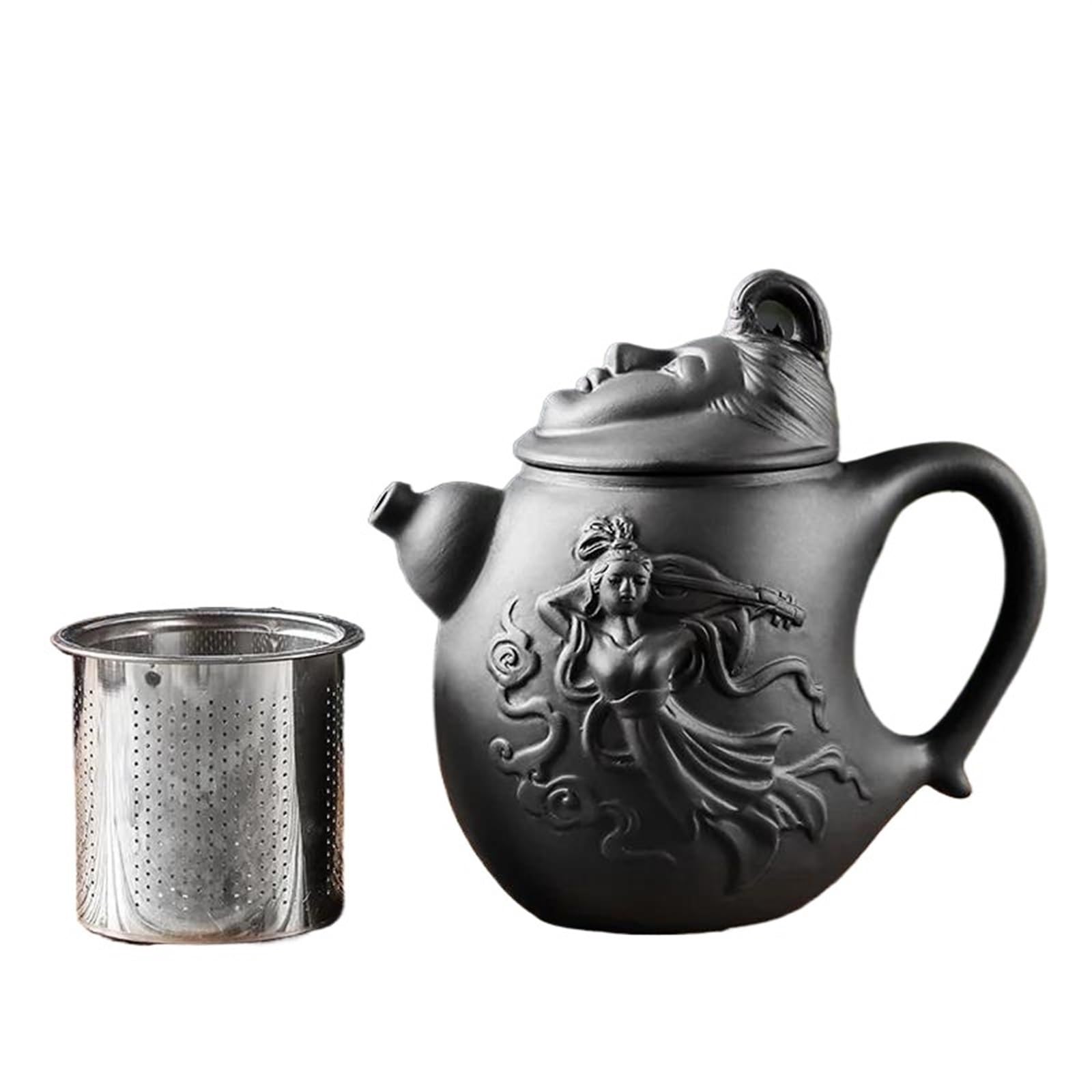 Teiere Servitori Di Caffè Set Da Tè Da Viaggio Set Da Tè Kung Fu Per Uso Domestico 600ml Filtro In Acciaio Inossidabile Incorporato Teiera In Argilla Viola Teiera Feitian Di Grande Capacità Teiere Ser