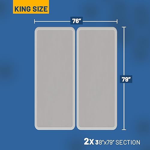 Miniatura 56 de Nutan, Somier dividido resistente de 8 pulgadas para soporte de colchón, duradero y totalmente montado, base de madera natural para King (plegable)