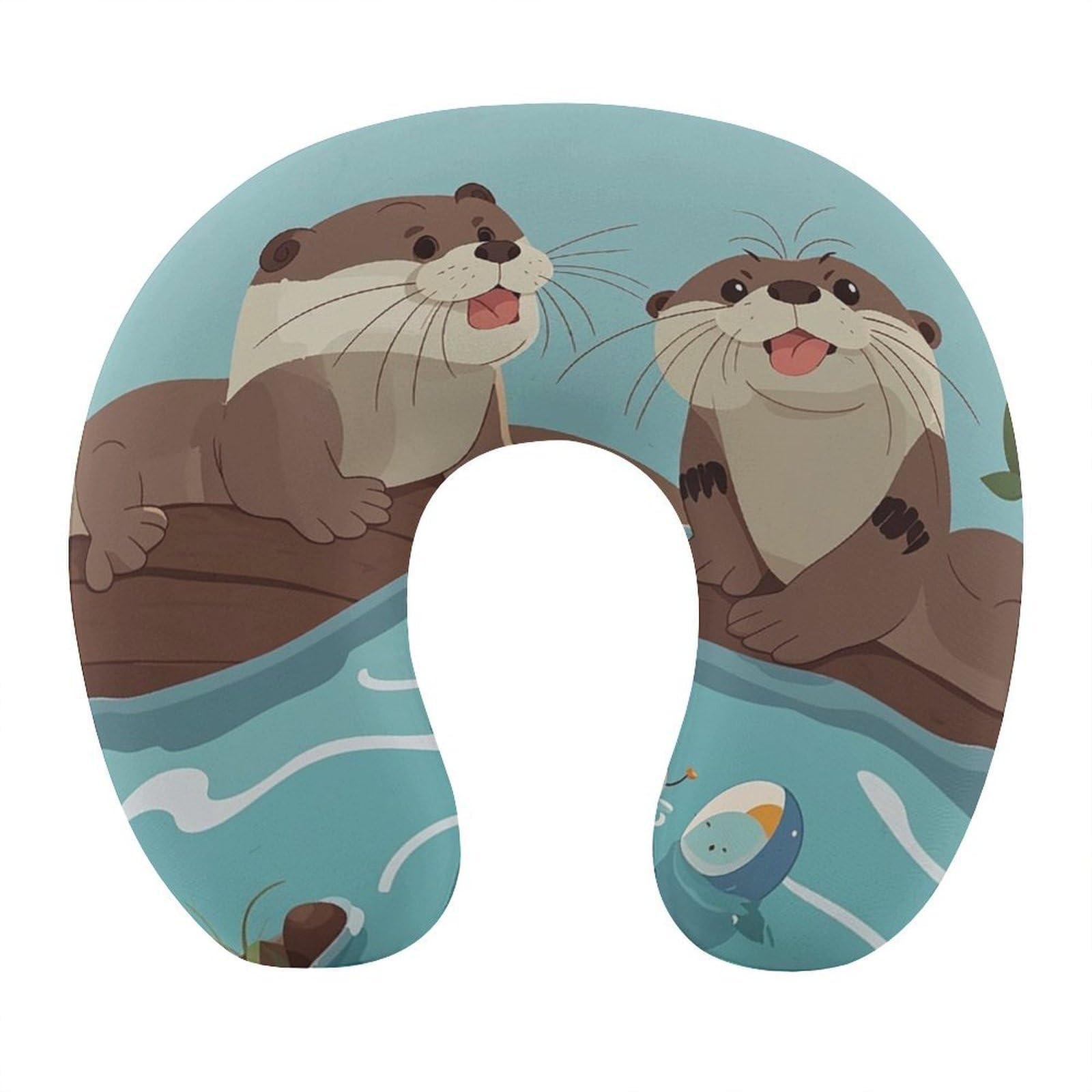 FekiLoot Otters Travel Pillow U Shaped Neck Pillow Comfortable Memory Foam Pillow Portable Soft Headrest Lightweight Neck and Head Support for Planes Trains Self-Driving Cars