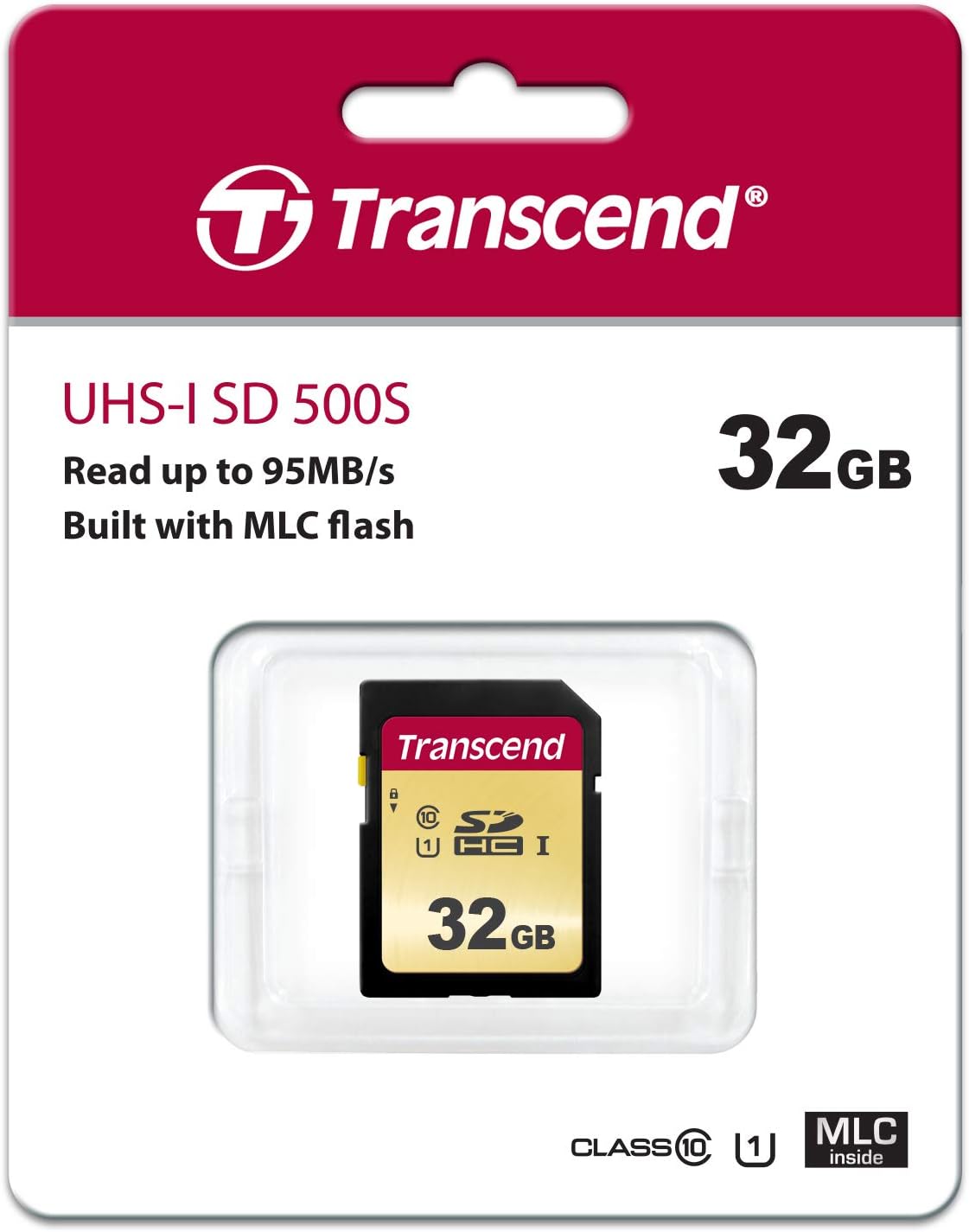 Transcend 32GB SD Card UHS-I U1, MLC TS32GSDC500S