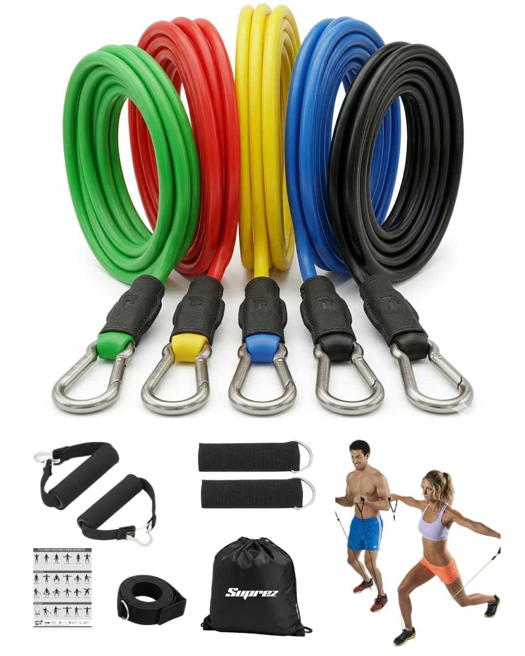 Resistance Bands Set (100LB) for Home Workout & Gym – 11-in-1 Fitness Kit with Handles, Door Anchor & Ankle Straps | Full Body Training for Men & Women-image-41