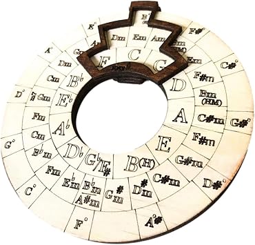 5 Wheel Wooden Melody Tool, Chord Wheel, Fast Playing Guide, Chord Music Circle, Music Chord Wheel, Music Education Tool, Improve Your Playing Skills, Five Degree Wheel for Guitar, Ukulele, Bass and