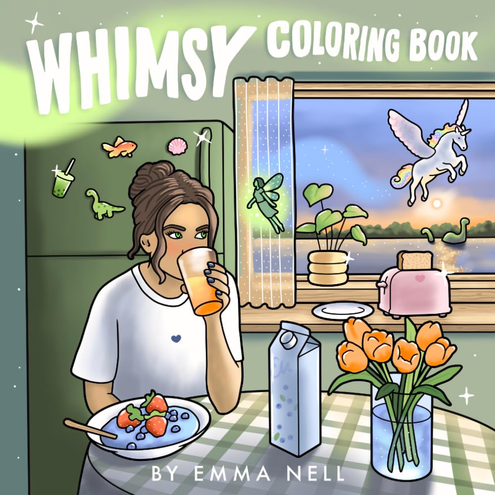 Whimsy Coloring Book: Easy Designs of Magic in Modern Life (Easy and Cute Coloring Books)