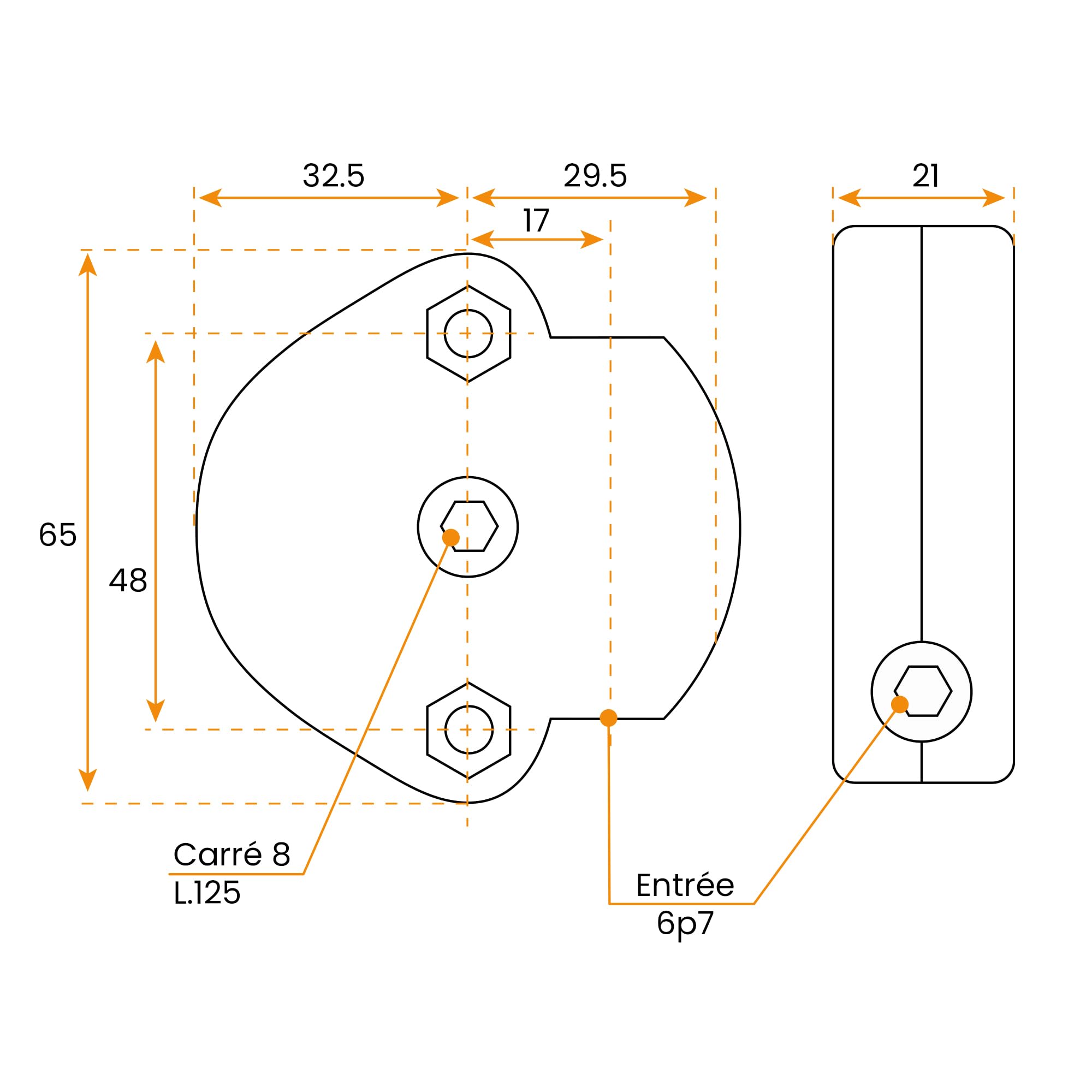 Treuil Geiger 6P7 sans Fin de Course – Carré 8 mm Mâle pour Volet Roulant Bubendorff - Treuil Manuel Robuste pour Réparation ou Rénovation de Volet Roulant à Manivelle