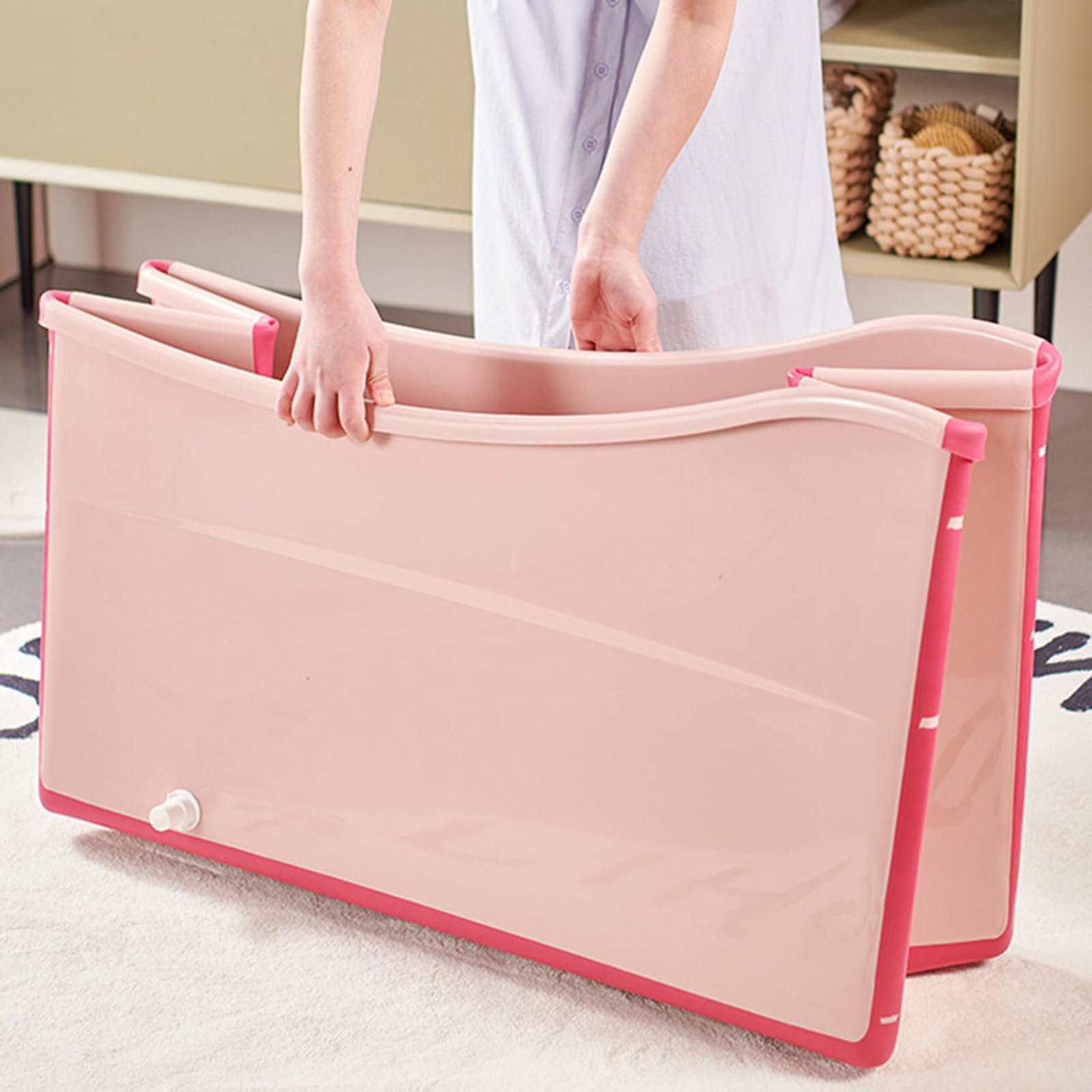 2-in-1 Klappwanne für Haustier & Kleinkind, Multifunktionale Portable Badewanne mit Ablauf, Ideal für Fellpflege und Babybad, Platzsparend Praktisch und Tragbar (Rosa)