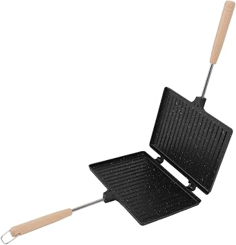 Cyrank Double Sided Frying Pan, Sandwich Maker, Grilled Cheese Maker Nonstick Flip Pan Sandwich Toaster Maker Flip Grill Pan, Grilled Sandwich and Panini Maker Pan with Non-Stick Plates