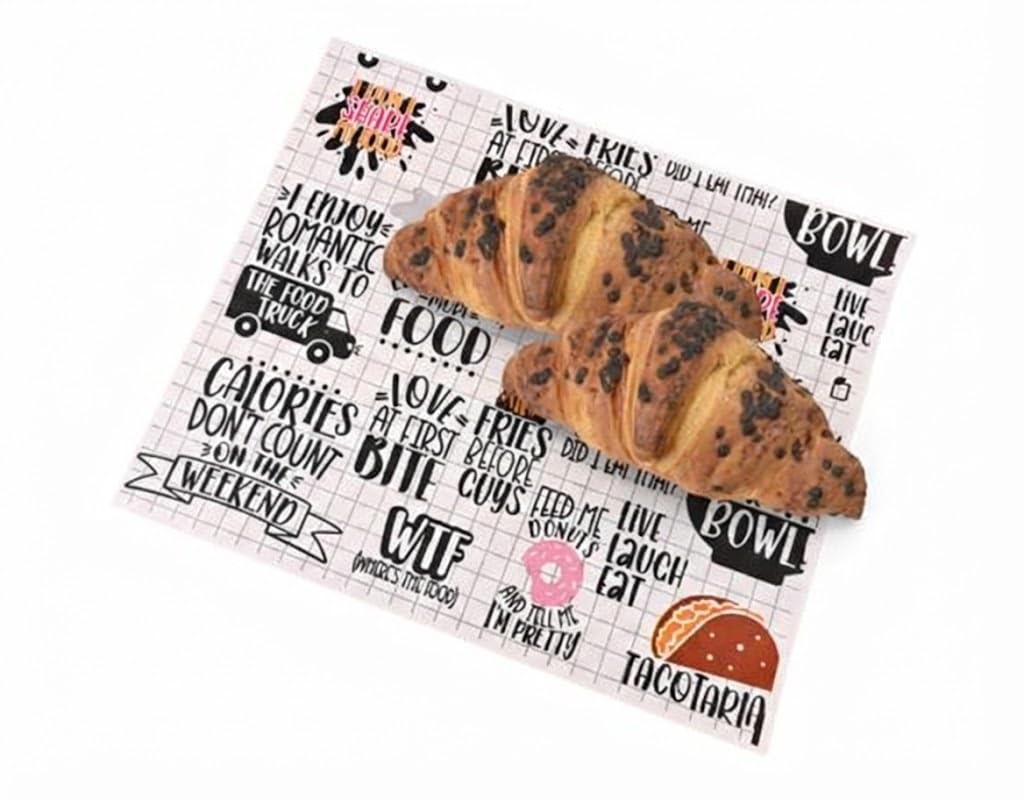 1000 Feuilles Papier Ingraissable Alimentaire 28x34cm – 40g/m² – Emballage Design pour Burgers, Tacos, Sandwichs & Kebabs – Papier Antigras Résistant pour Restauration Rapide & Food Truck