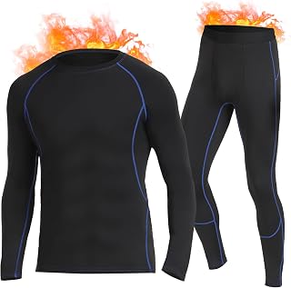 SIMIYA Thermal Underwear Mens, Quick Dry Base Layer for Men, Compression Mens Thermals Top and Bottoms, Winter Long Sleeve Long Johns for Workout Skiing Running Hiking