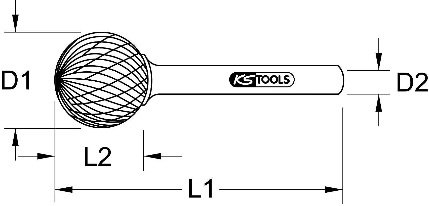 KS Tools 515.3281 Frez kulkowy z twardego metalu kształt D, 3 mm