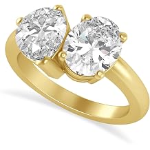 18k Gold Allurez Oval/Pear Moissanite Toi et Moi Ring 4.50ct