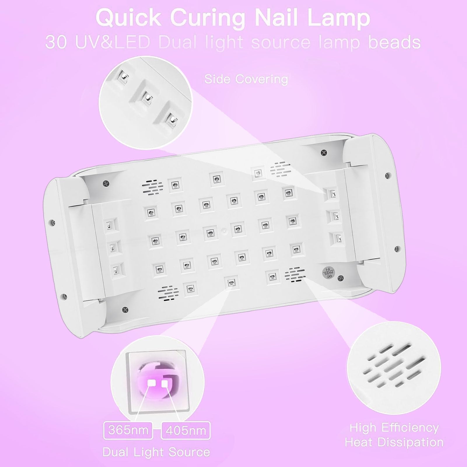 Asixxsix LED-Nagellampe, Faltbarer Nageltrockner für Gellack mit 4 Timer-Einstellungen und Bequemem Handkissen, Professionelles Härtungslampenlicht für den Salon zu Hause (EU-Stecker)