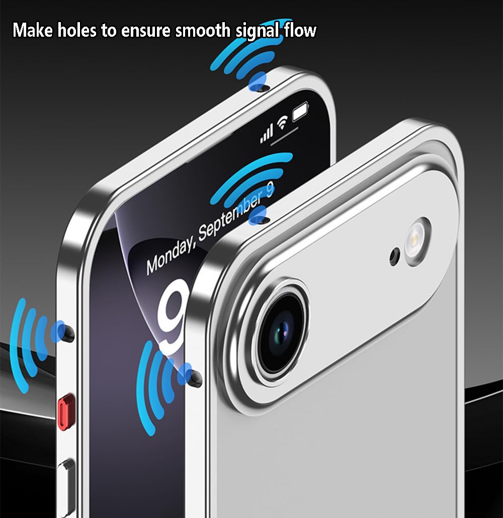 Custodia protettiva per iPhone 17 Pro, telaio in lega di alluminio aeronautico, antiurto, senza cover posteriore, design con dissipazione del calore (arancione)