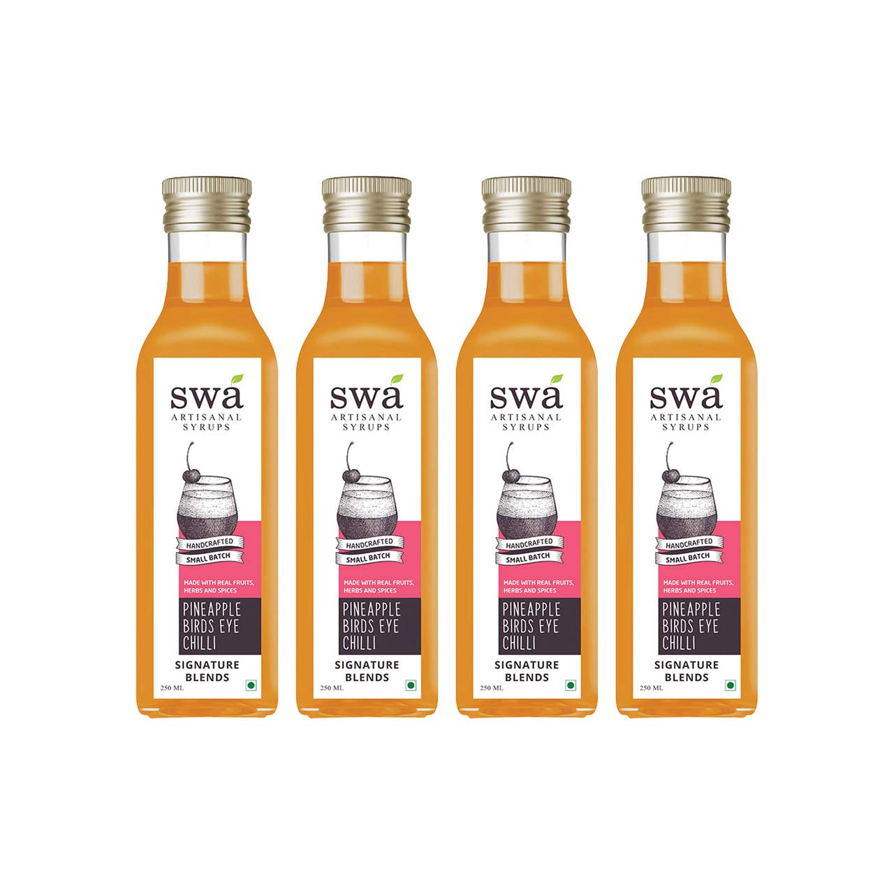 Swa Artisanal Syrups - Pineapple Bird's Eye Chili, 100% Natural, Pack of 4 Makes 48-60 Drinks, Syrup for Cocktails / Mocktails / Kid's Lemonades / House Parties (250ml x 4)-image-48