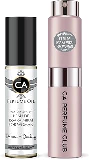 Duo Impression of L'eau De Miyake For Woman For Women Perfume Layering Set Long Lasting Travel Size EDP + Body Oil Roll-On Bottle 0.27 Fl Oz+0.33 Fl Oz