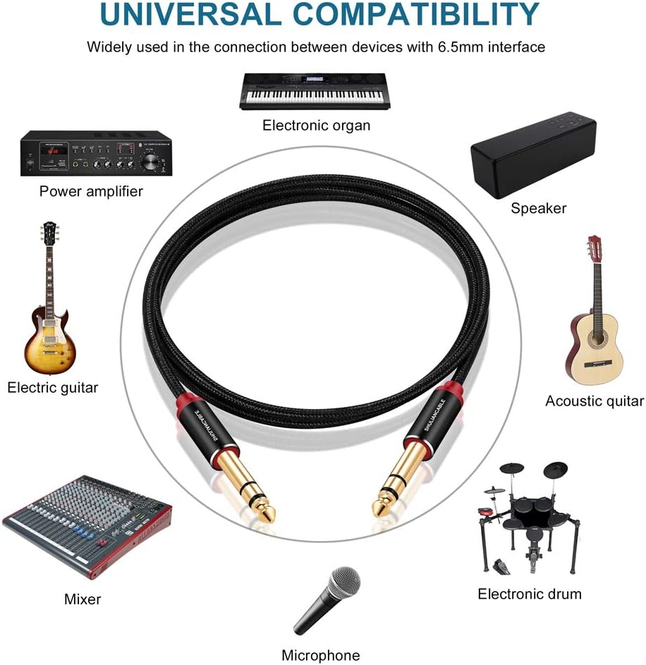 SHULIANCABLE Profesional Cable para Guitarra, Cable Audio Jack 6.35mm 1/4 TS,para Instrume - Mise en situation et utilisation