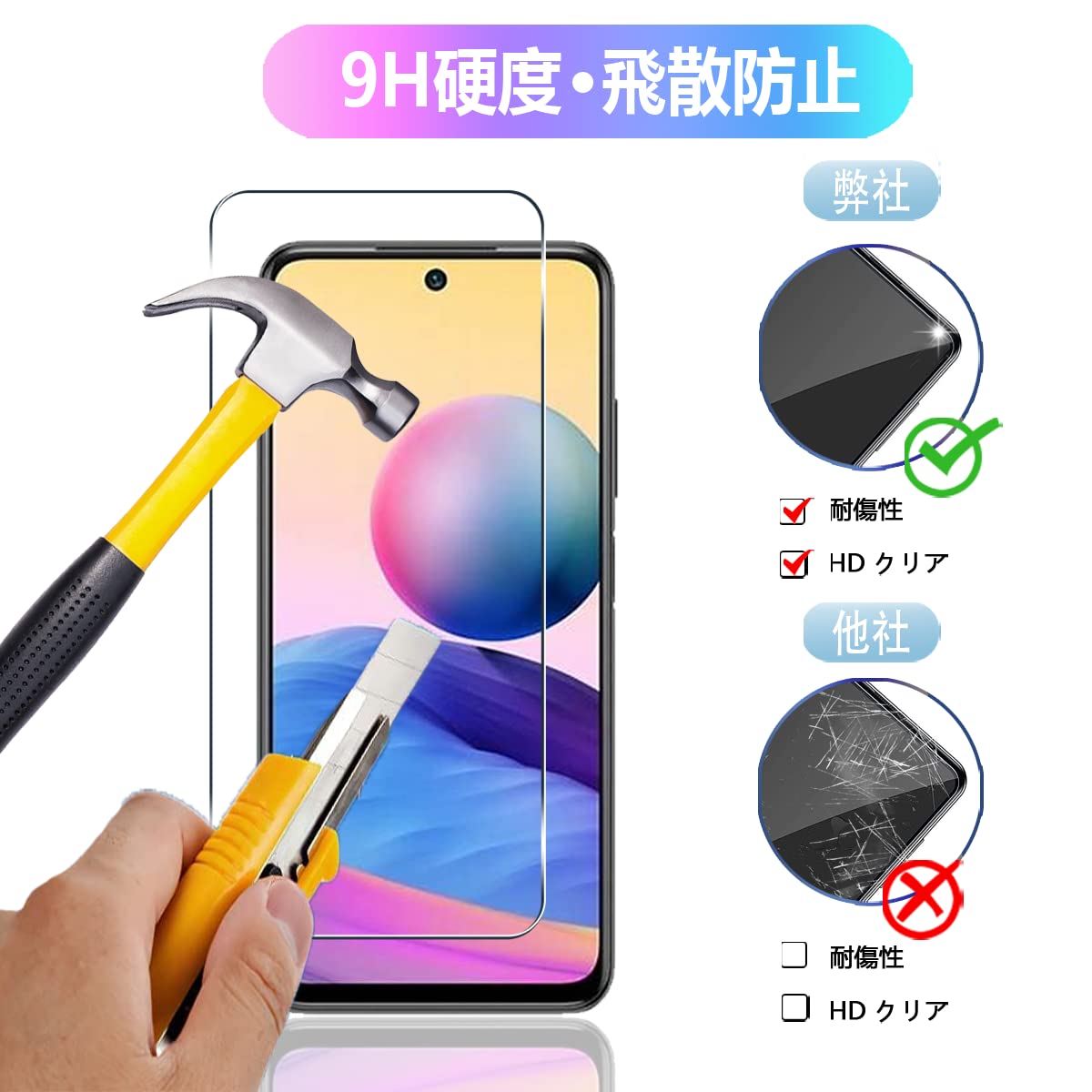 【フィルム付き】Redmi Note 10 本体 + 強化ガラスプロテクター Amazon | 【2+2枚セット】 対応 xiaomi Redmi Note 10 JE XIG02