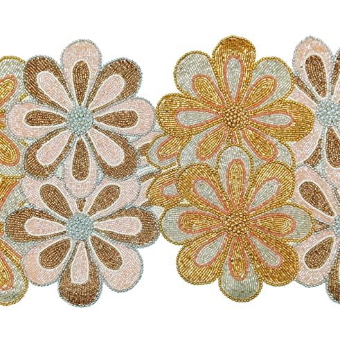 Beaded Table Runner 36 Inches Long Christmas Snowflake Coastal Shell Sunflower Beaded Table Runners Acrylic Flower Design For Halloween Hanukkah Coffee Tropical - 13"X36" Multi #TOP3