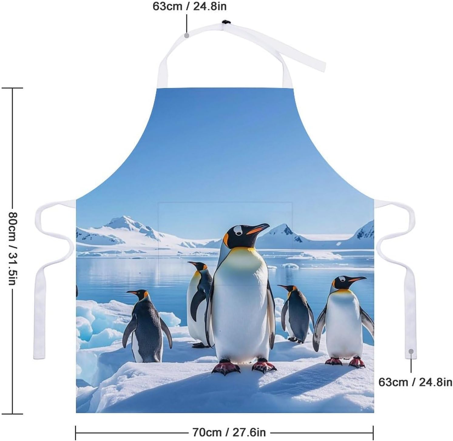 Penguin Antarctica Ice Apron for Cooking Kitchen Chef Aprons with Pockets Unisex Professional Adjustable Bib Aprons Restaurant Waterdrop Resistant Apron for Men Women Waiter