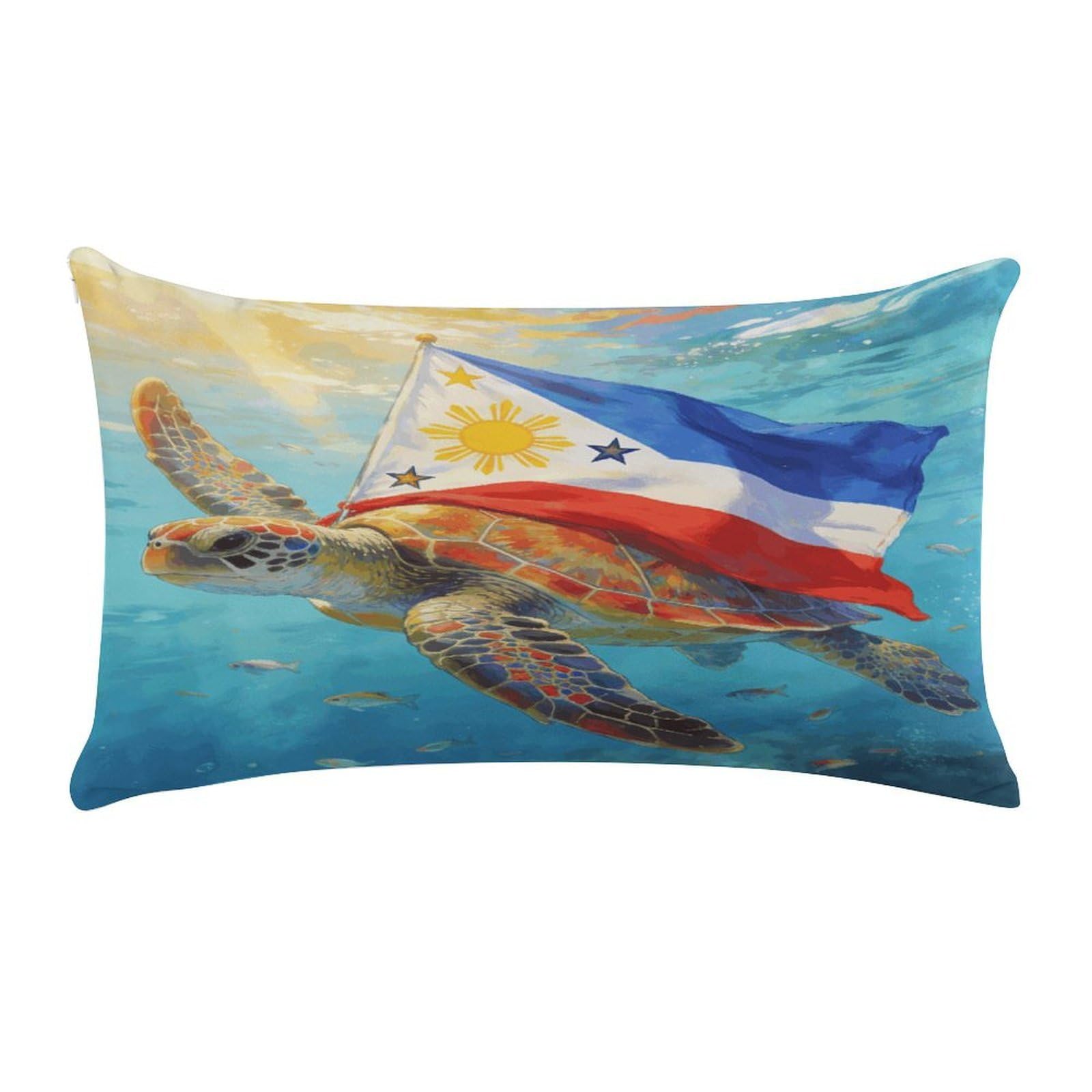 Khauerbc Style Colorful Sea Turtle And National Flagpillow Cases Standard,Ultra Soft Microfiber Pillowcase With Zipper Closure,Bed Pillowcases Cover With Zipper For Bedroom, Sofa, Couch.