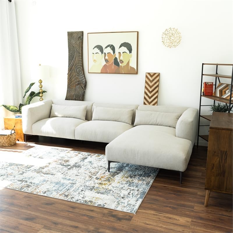 Miniatura 4 de Ashcroft Furniture Co Saviola - Sofá seccional de esquina de esquina de tela beige orientado a la derecha