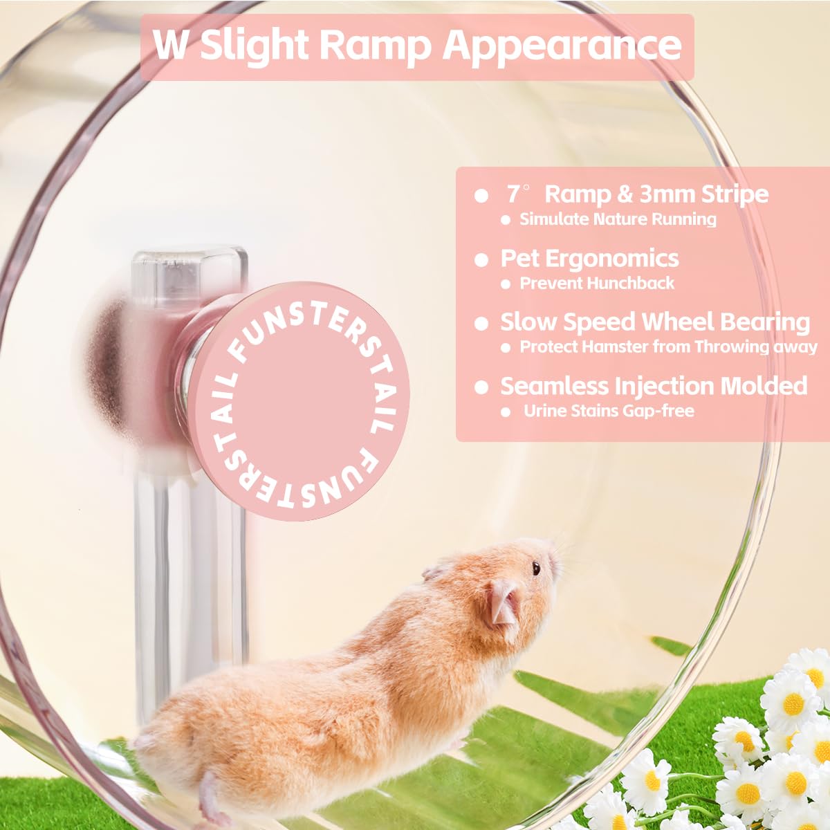 Hamsterrad, 30 cm, Magnetisches Laufrad für Kleintiere, Leise, Pfirsichrosa