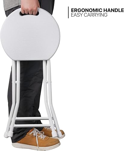 Miniatura 9 de MoNiBloom Juego de 6 taburetes redondos plegables de plástico de 18 pulgadas para adultos, sillas pequeñas y ligeras para dormitorio, cocina,