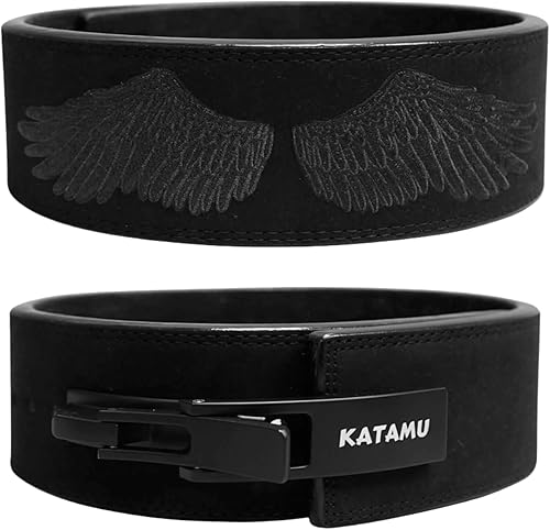 Katamu Premium Leather Lever Weightlifting Belt  Secure Steel Lever, Powerlifting Support for Deadlifts, Squats & Heavy Lifts