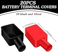 Vista 2 de Xuhal 20 cubiertas de terminales de batería, color rojo y negro, cubiertas aislantes positivas negativas para bornes, tapas protectoras